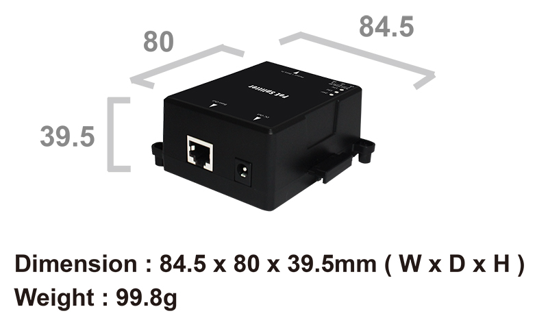 Cerio POE-PD04S+ PoE Splitter, 10/100/1000M Multi Gigabit PoE 802.3at  Splitter w/ 2.1mm and 2.5mm cables